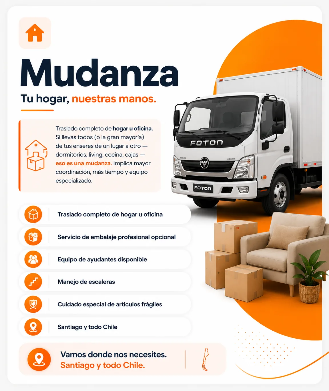 Mudanza en Santiago - traslado completo de hogar u oficina